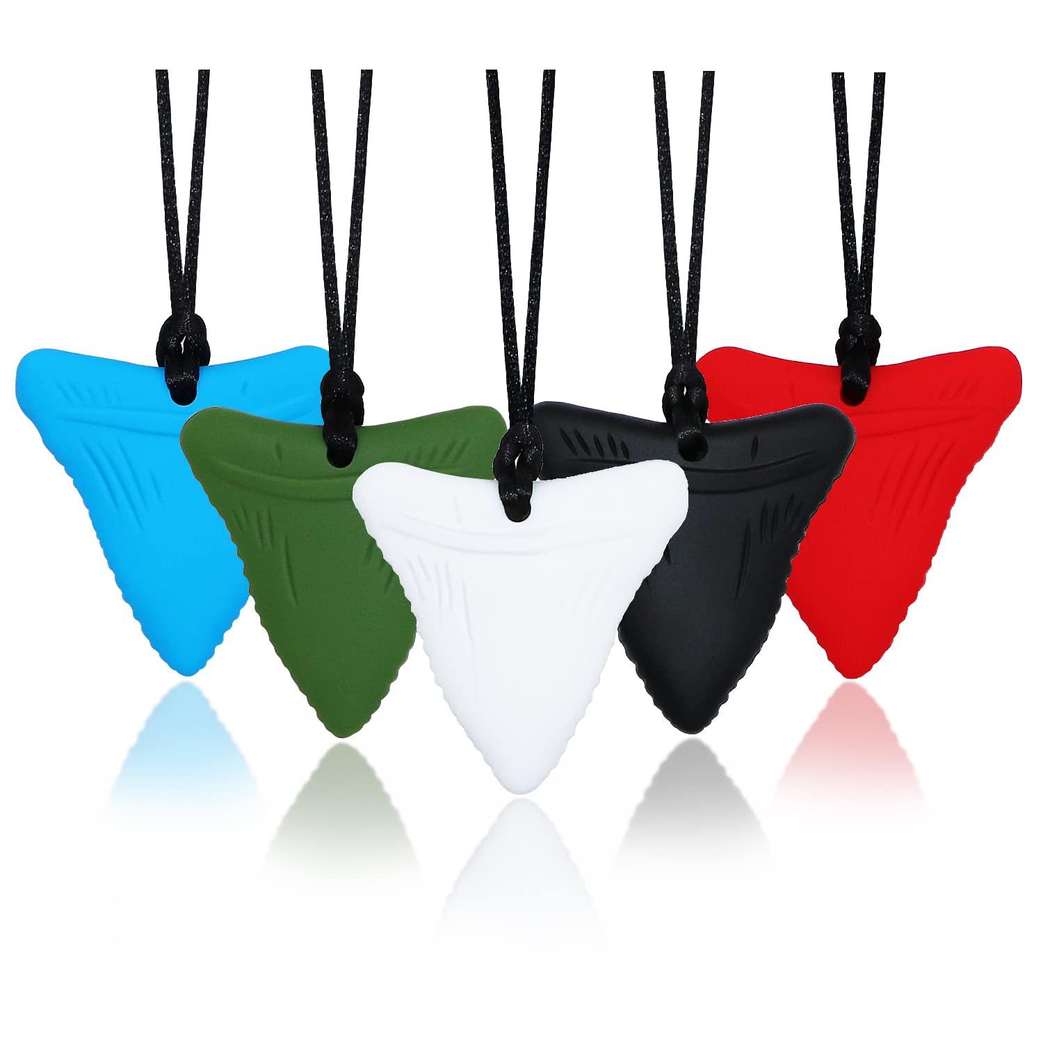 Sensory Chew Necklaces for Kids, Shark Tooth Silic...