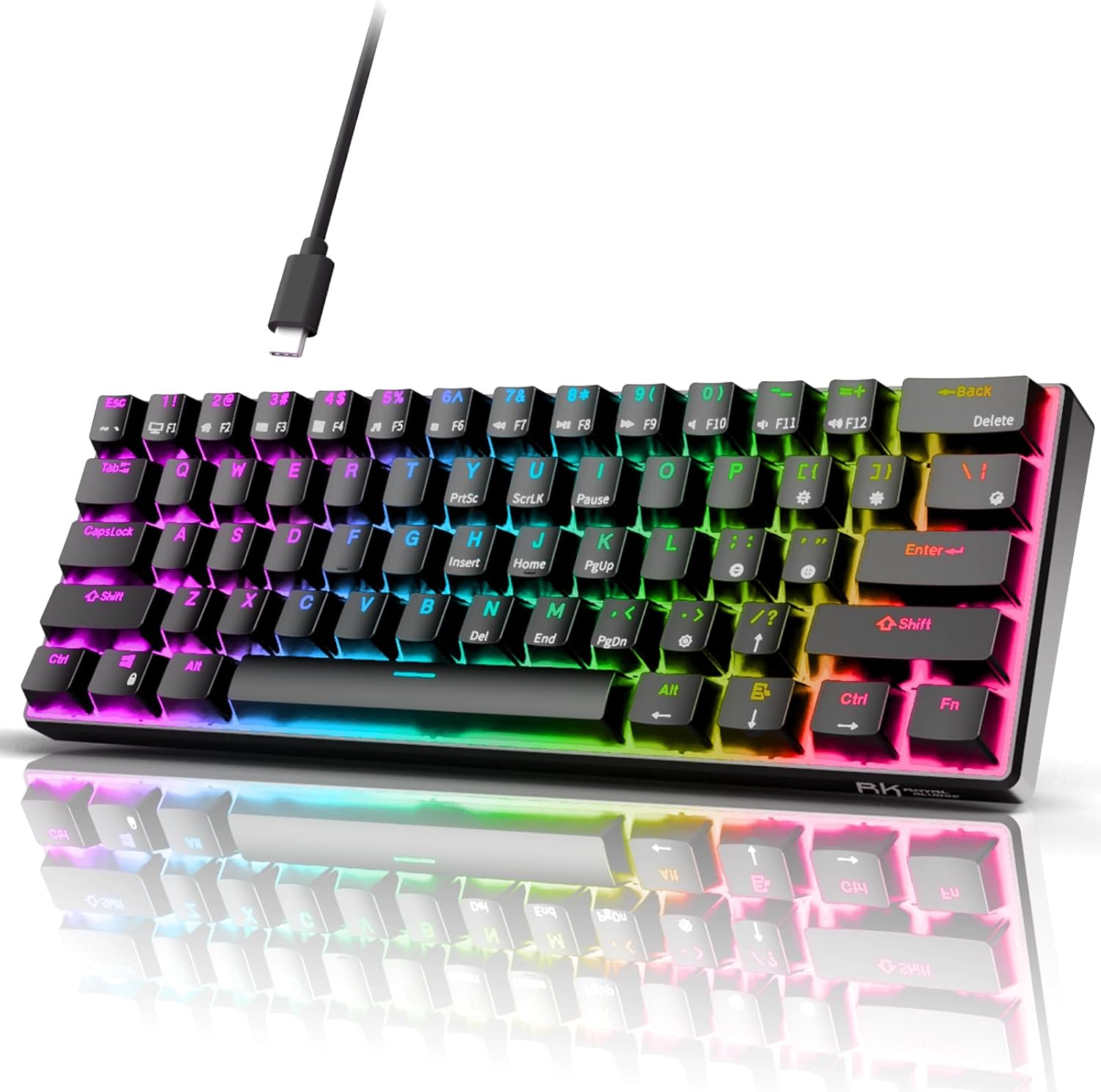 RK ROYAL KLUDGE RK61 QMK/VIA Custom 60% Mechanical...