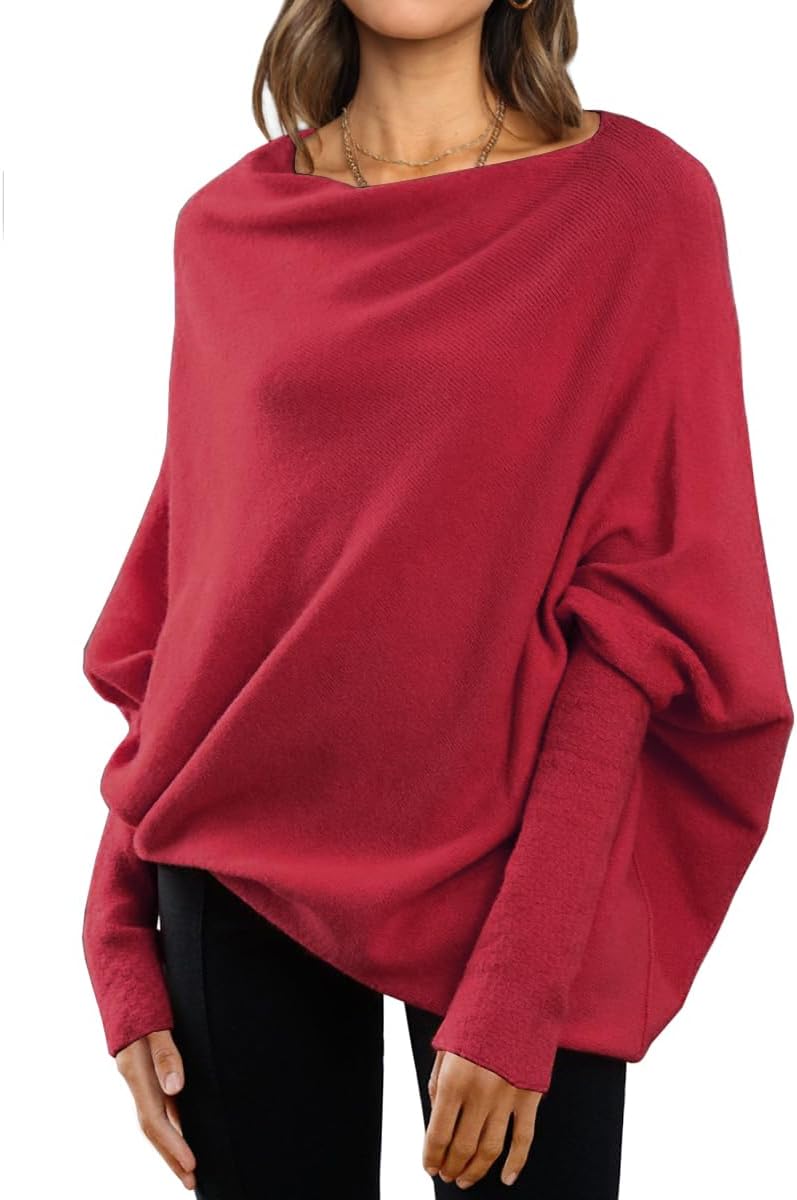 LILLUSORY Womens Sweater, Special Batwing Sleeve Boat Neck Tunic, Innovative Pul...