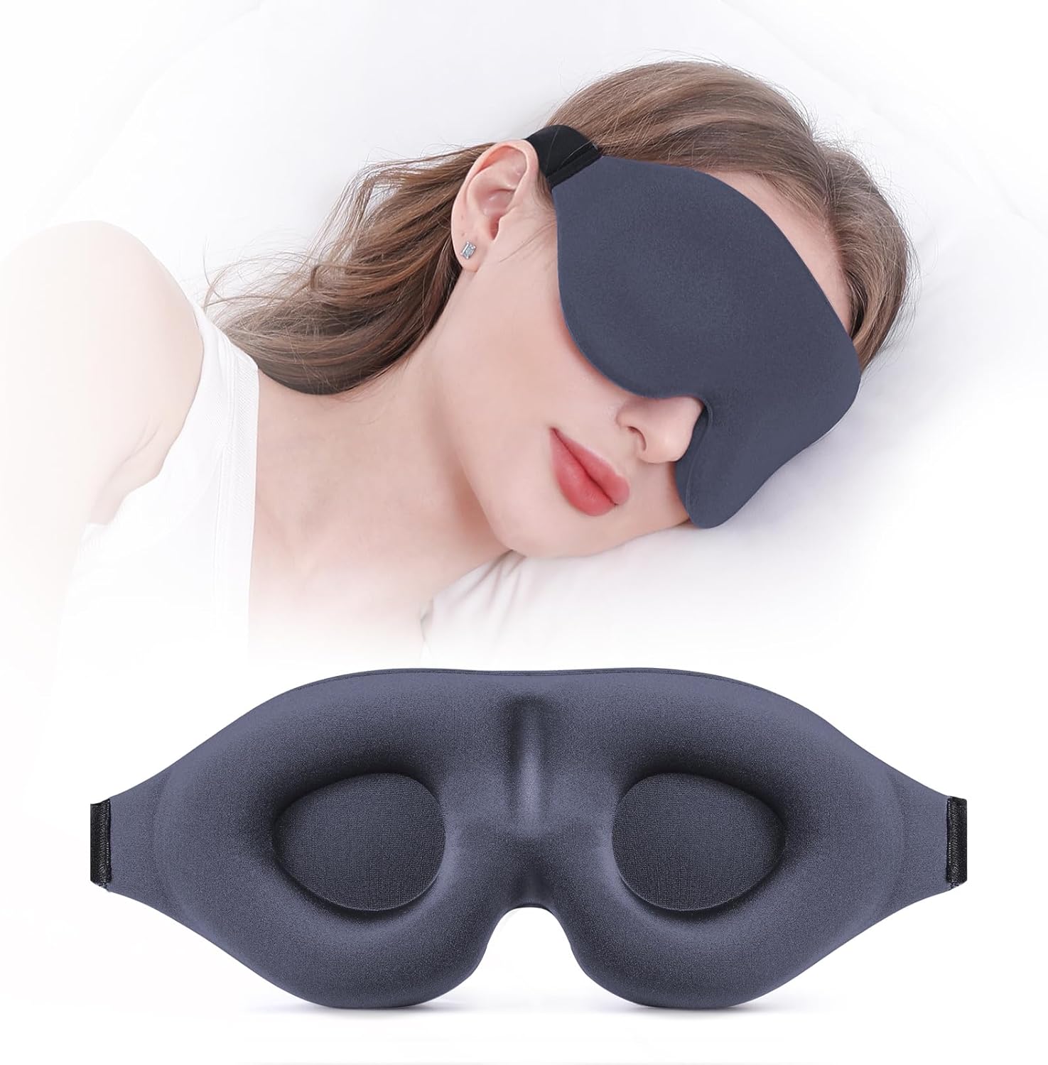 YIVIEW Sleep Mask for Side Sleeper, 100% Light Blocking 3D Sleeping Eye Mask, So...