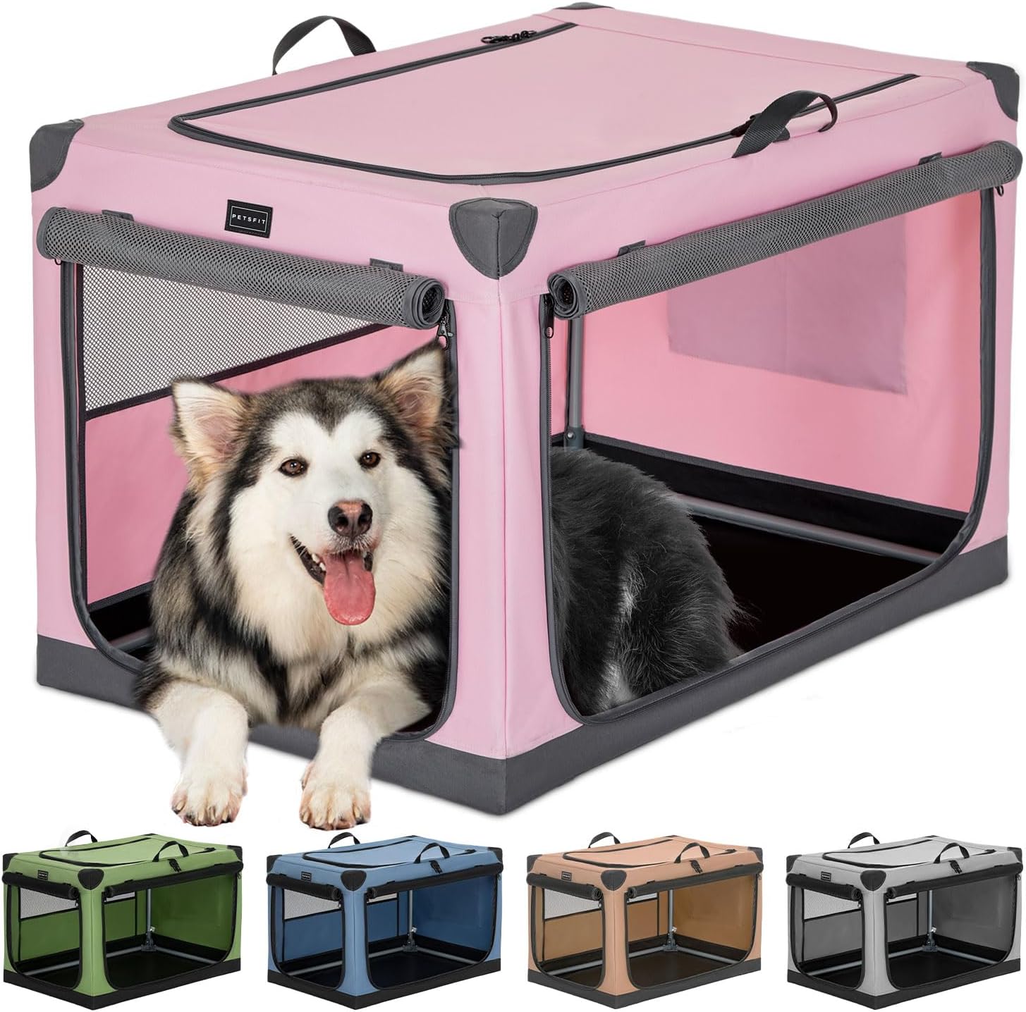 Petsfit Dog Crates, Adjustable Fabric Cover by Spiral Iron Pipe, Chew Proof 3 Do...