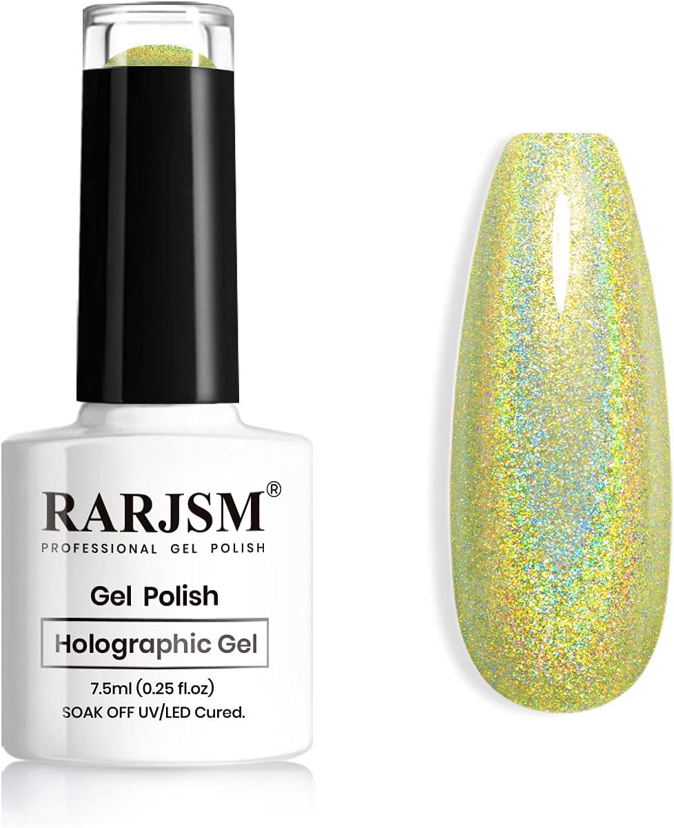 RARJSM Green Holographic Gel Polish,Pastel Light Green Nail Polish Unicorn Effec...