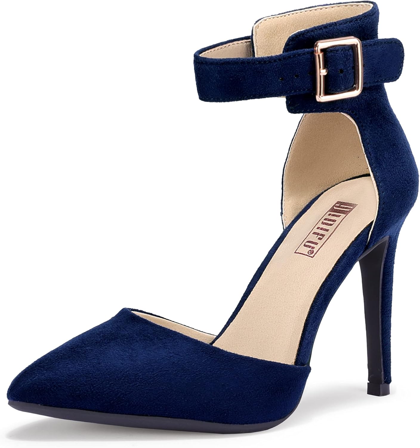 IDIFU Women's IN4 Pedazo High Block Heels Pumps Pointed Closed Toe Ankle Strap D...