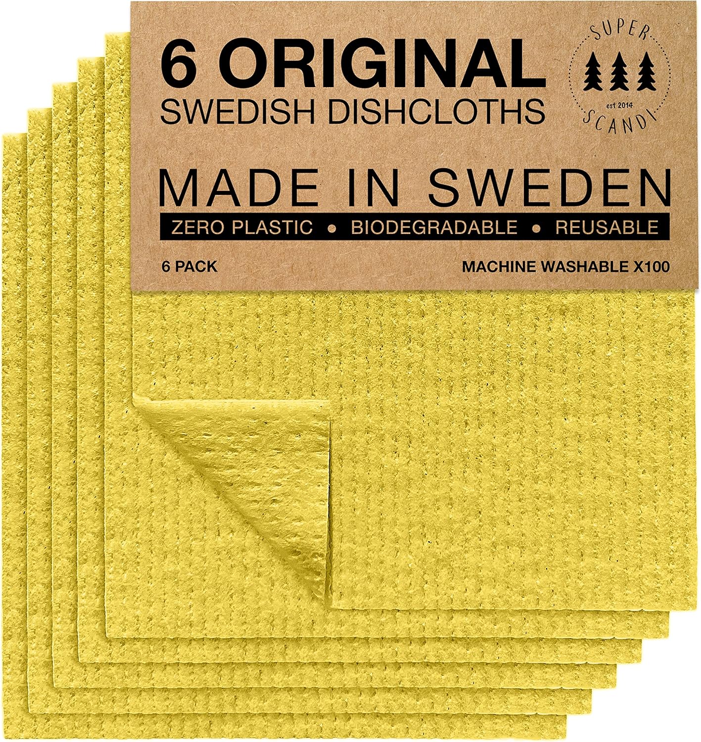 SUPERSCANDI Swedish Dishcloths Eco Friendly Reusable Sustainable Biodegradable C...