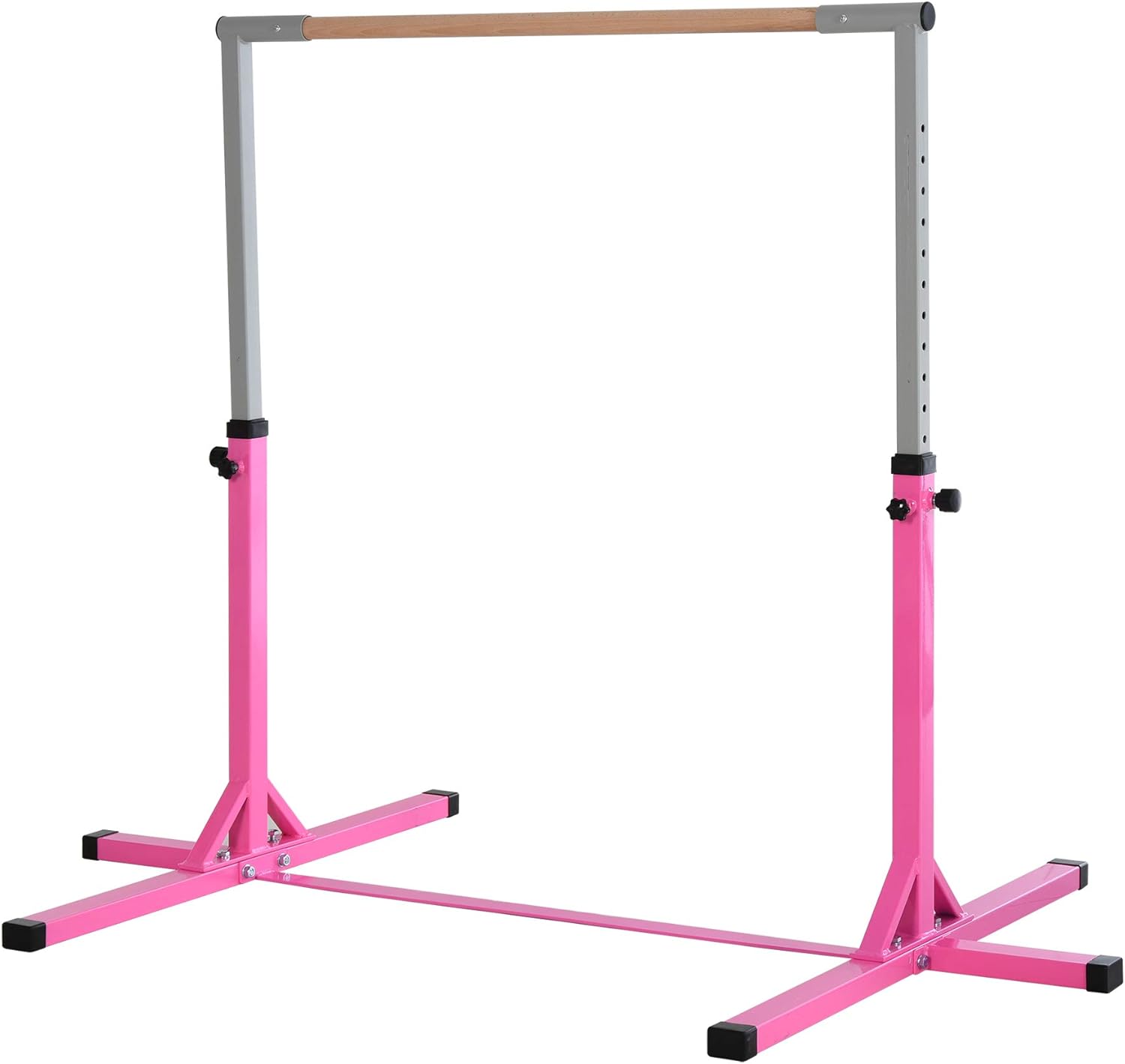 HOMCOM Height Adjustable Gymnastics Horizontal Bar For Kids Home Gym Training Ch...