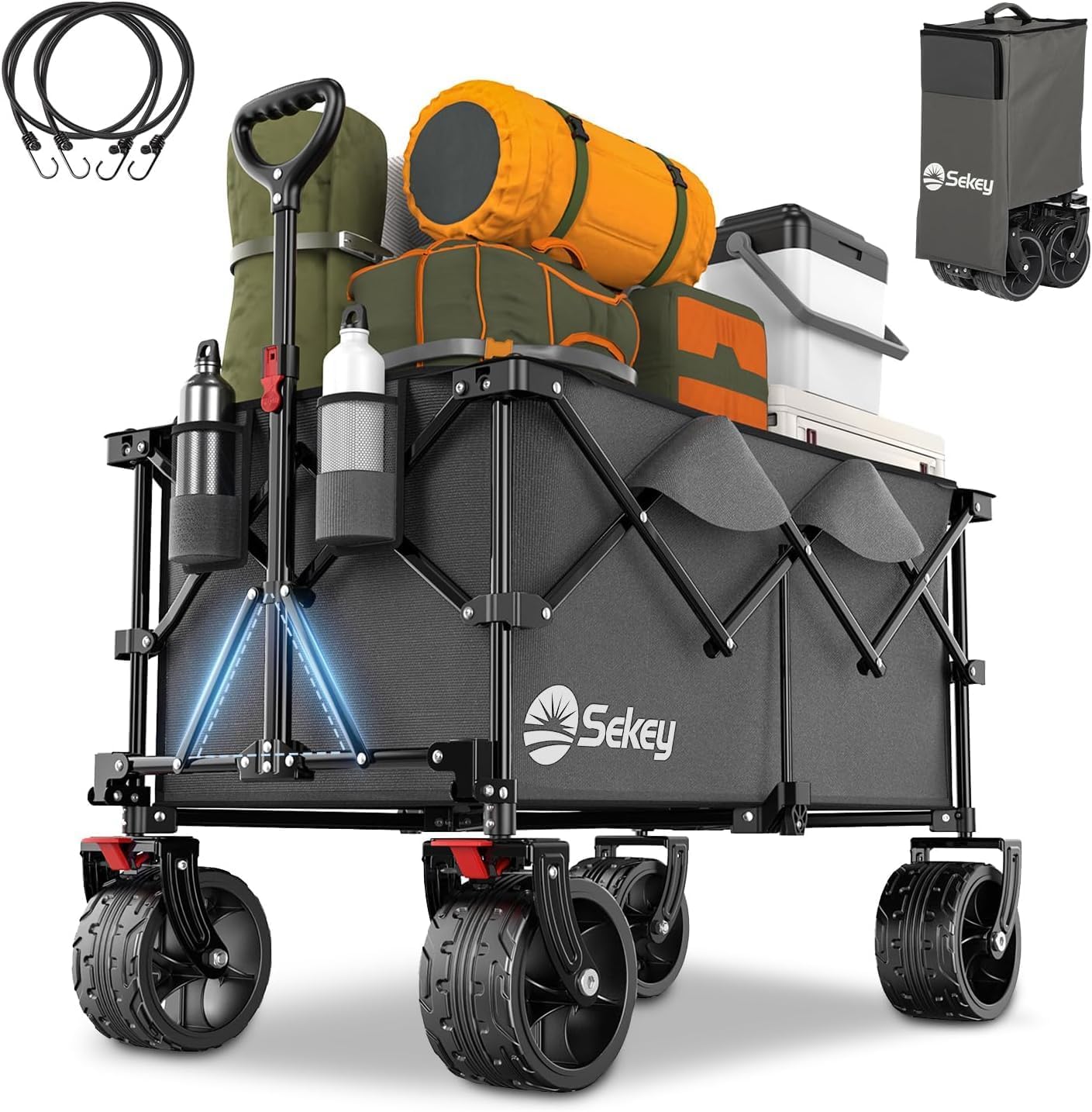 Sekey 200L Folding Festival Trolley, Special Heavy-Duty Cart with All-Terrain Ex...