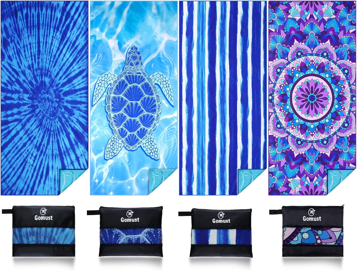 4 Pack Lightweight Thin Beach Towel Oversized 71"x32" Big Extra Large Microfiber...