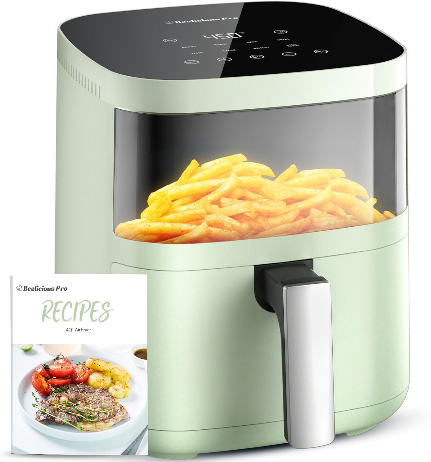 Air Fryer,Beelicious 8-in-1 Smart Compact 4QT Air Fryers,with Viewing Window,Sha...