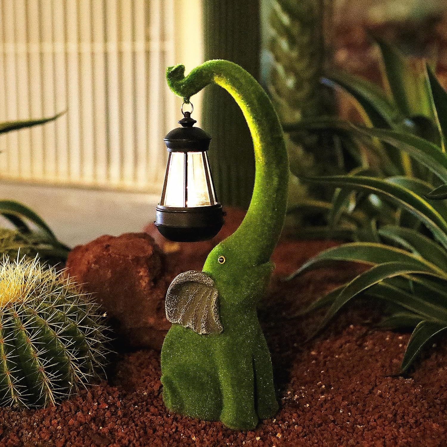 Outdoor Elephant Garden Statue,15 inch Resin with...