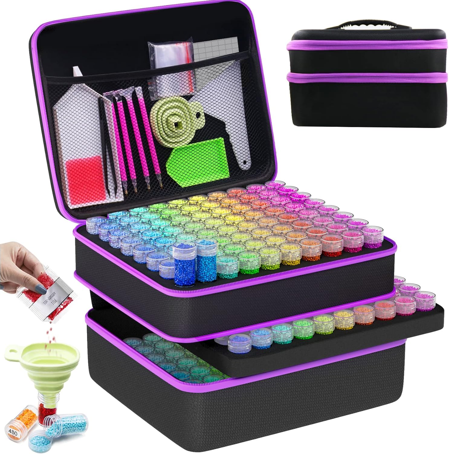 ARTDOT Diamond Painting Storage Boxes, 240 Slots Bead Storage with 5D Diamond Ar...