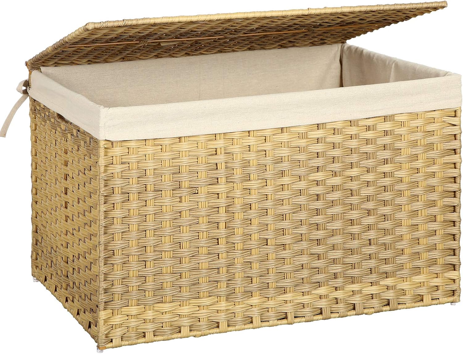 SONGMICS Storage Basket with Lid, 42.3 Gallon (160L) Storage Bin, Woven Blanket...