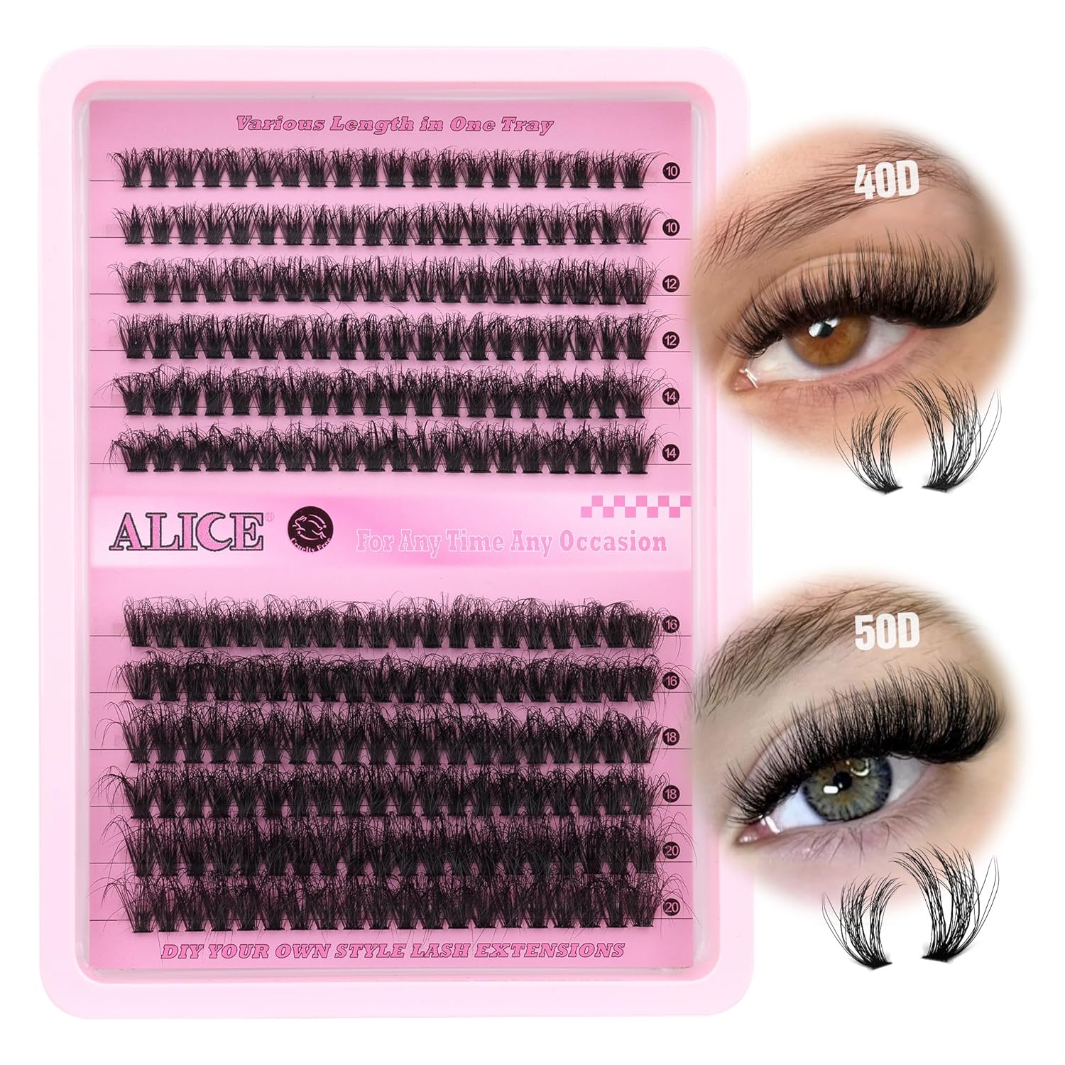 DIY Lash Extensions Fluffy Volume 40D 50D Wispy Individual Lashes 280pcs 10-20MM...