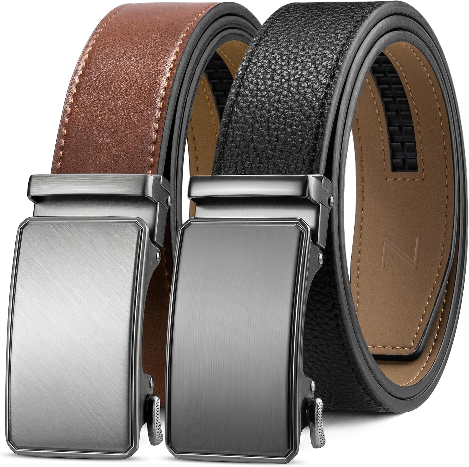 Zitahli Ratchet Belt for Men, Special Mens Belt Leather 2 Packs, Unique Micro Ad...