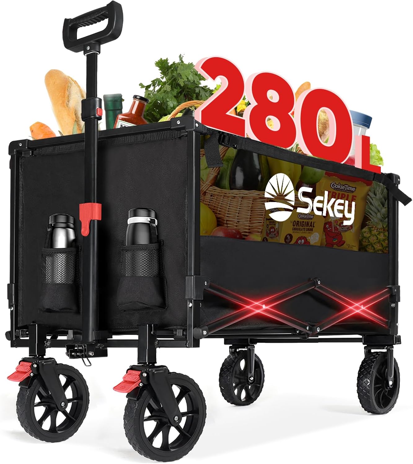 Sekey Collapsible Foldable Wagon with 330lbs Weight Capacity, Heavy Duty Folding...