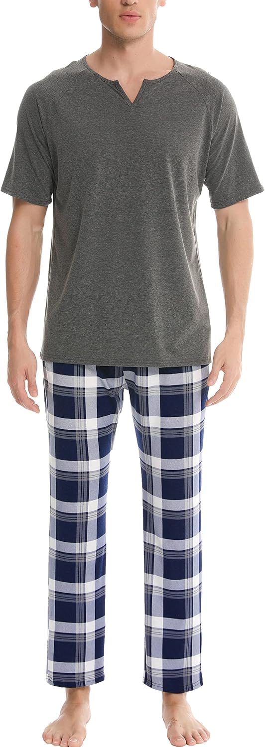 Vlazom Men's Pyjamas, Special Pj's Set with Short Sleeve Soft Top, Innovative Sl...