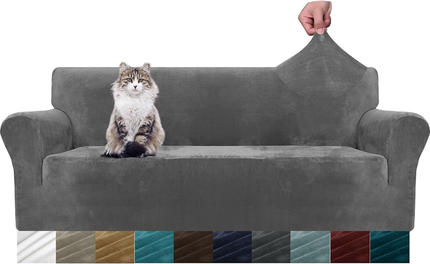 MAXIJIN Thick Velvet Sofa Covers 3 Seater Super St...