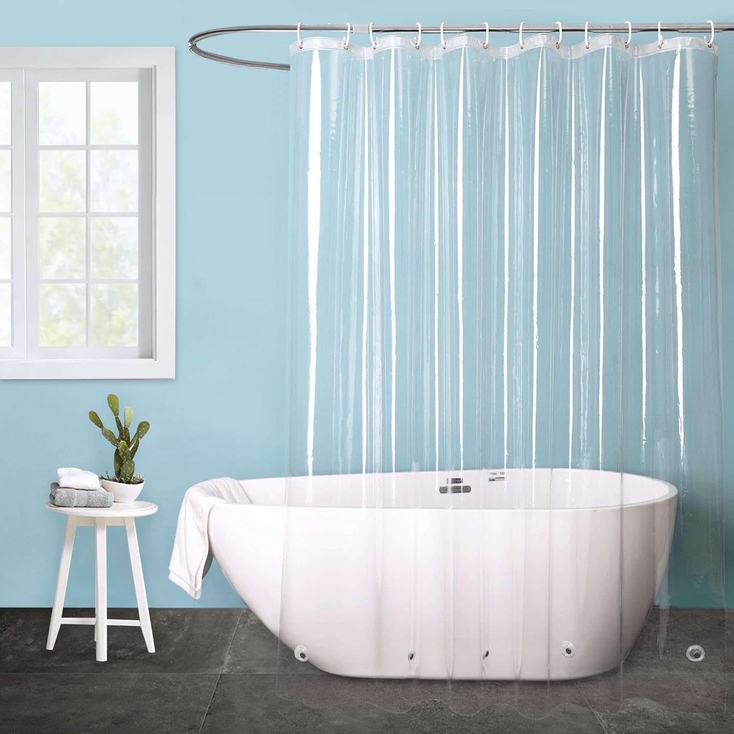 EurCross Clear Shower Curtain Liner 72x76inches Long with 5 Magnets, Heavy Duty...