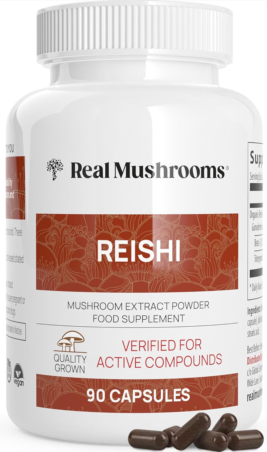 Real Mushrooms Reishi Capsules, Special Organic Mushroom Extract Supplement, Inn...