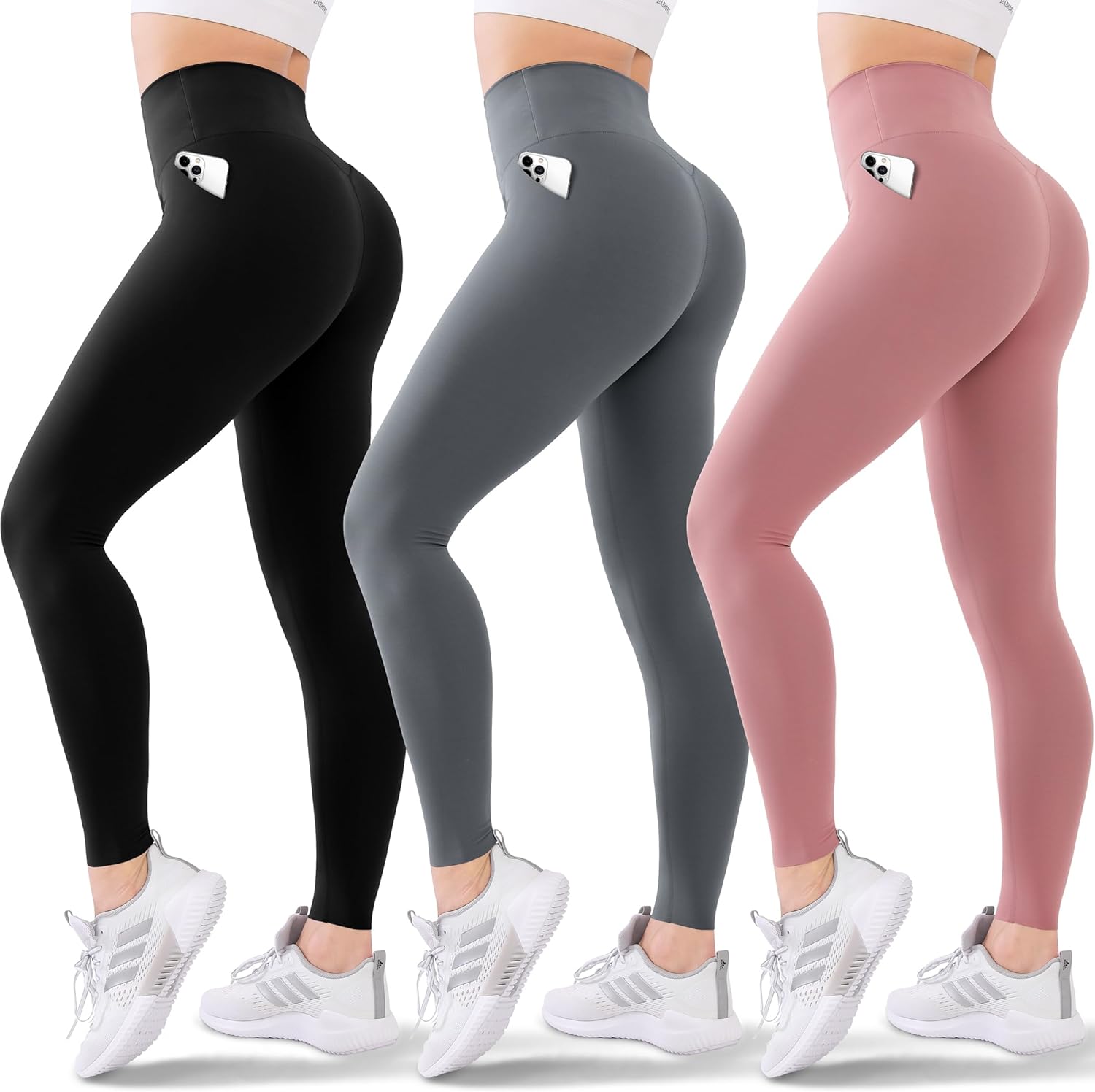 Blisset 3 Pack High Waisted Leggings for Women-Sof...