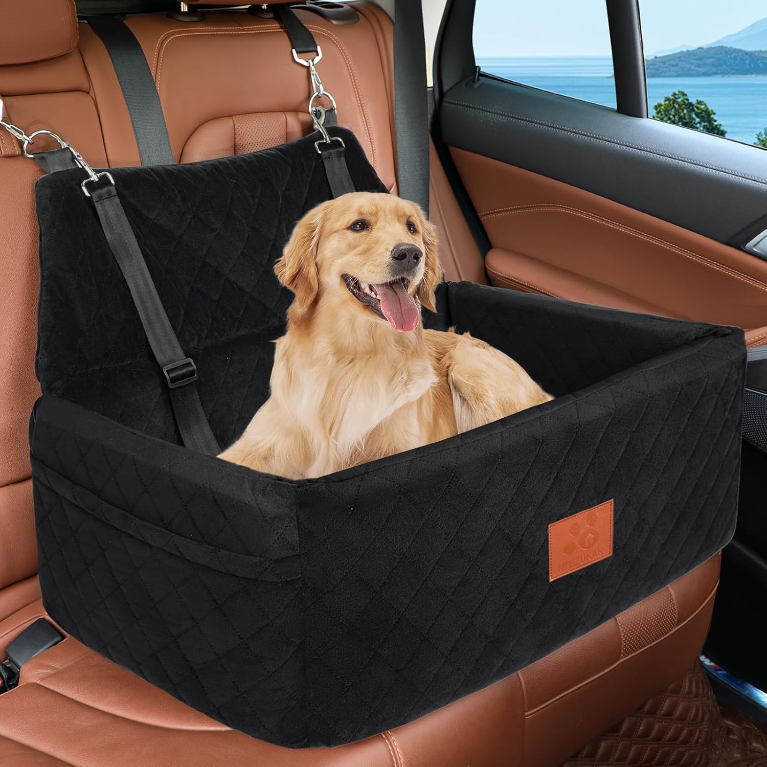Dog Car Seat for Large Medium Dog,Washable Pet Car Seat for Dogs Under 55 lbs or...
