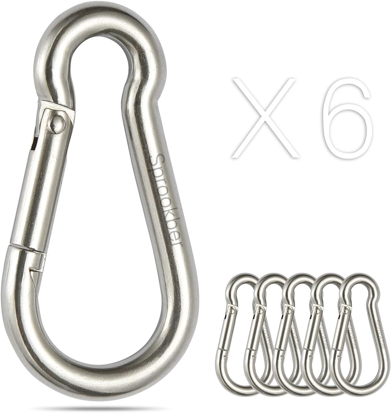 sprookber Stainless Steel Spring Snap Hook Carabiner - 304 Stainless Steel Clips...