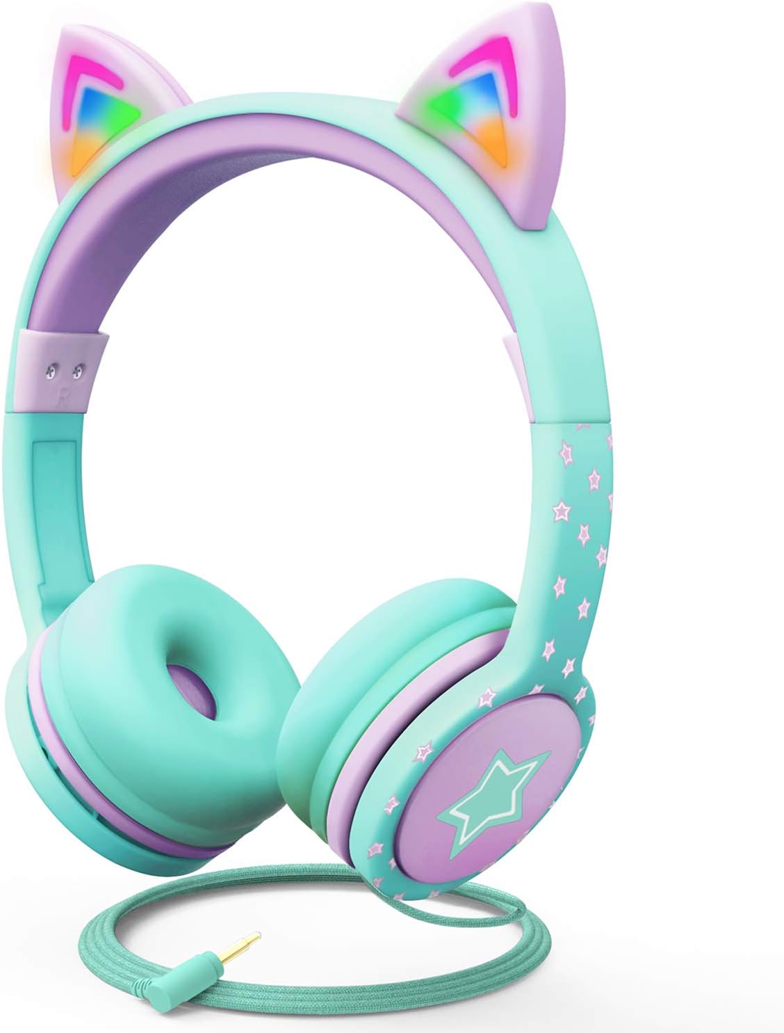 FosPower Kids Headphones with LED Cat Ears (Safe V...