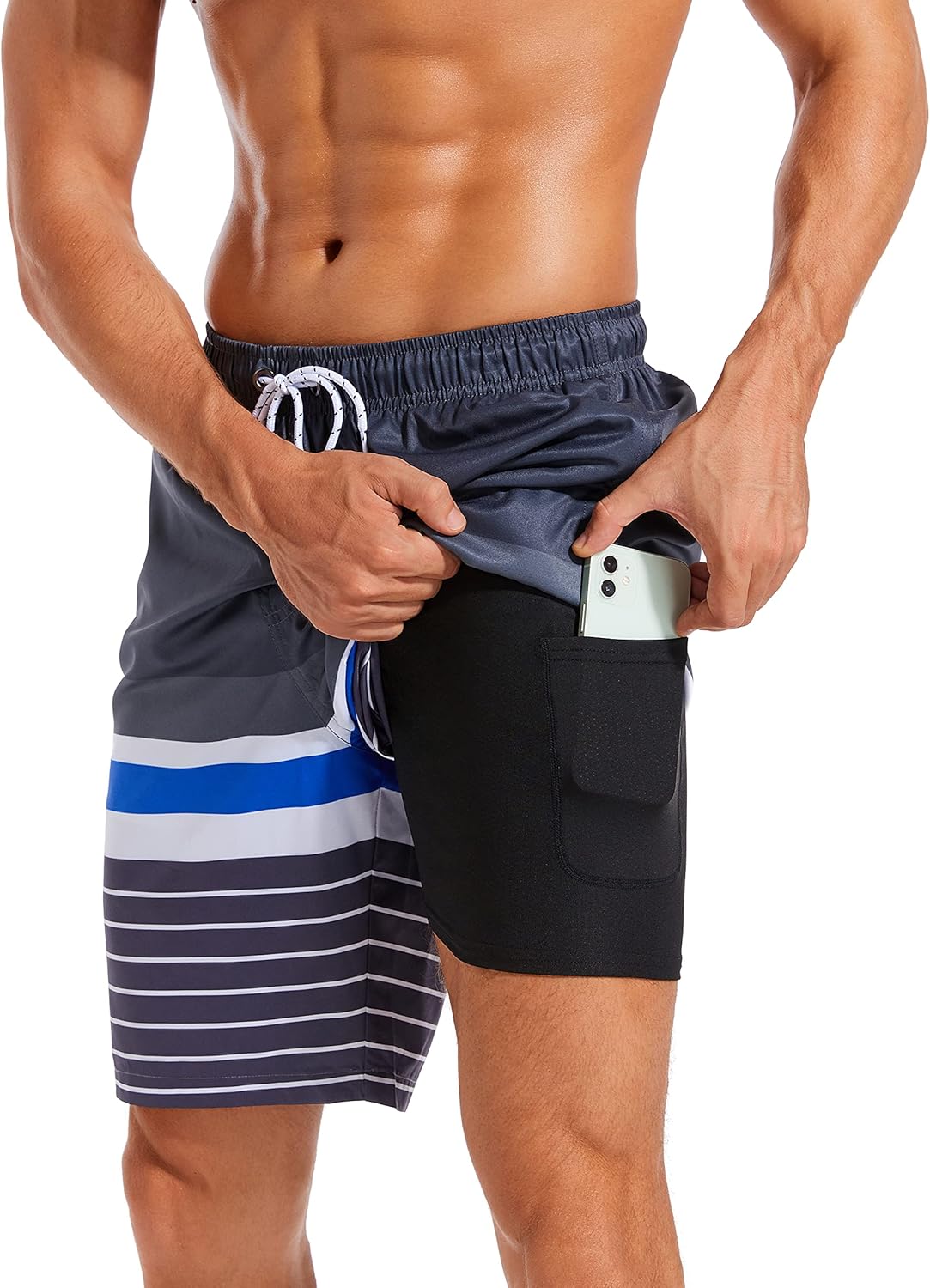 difficort Mens Swim Trunks, Special Swimwear with Compression Liner, High-Qualit...