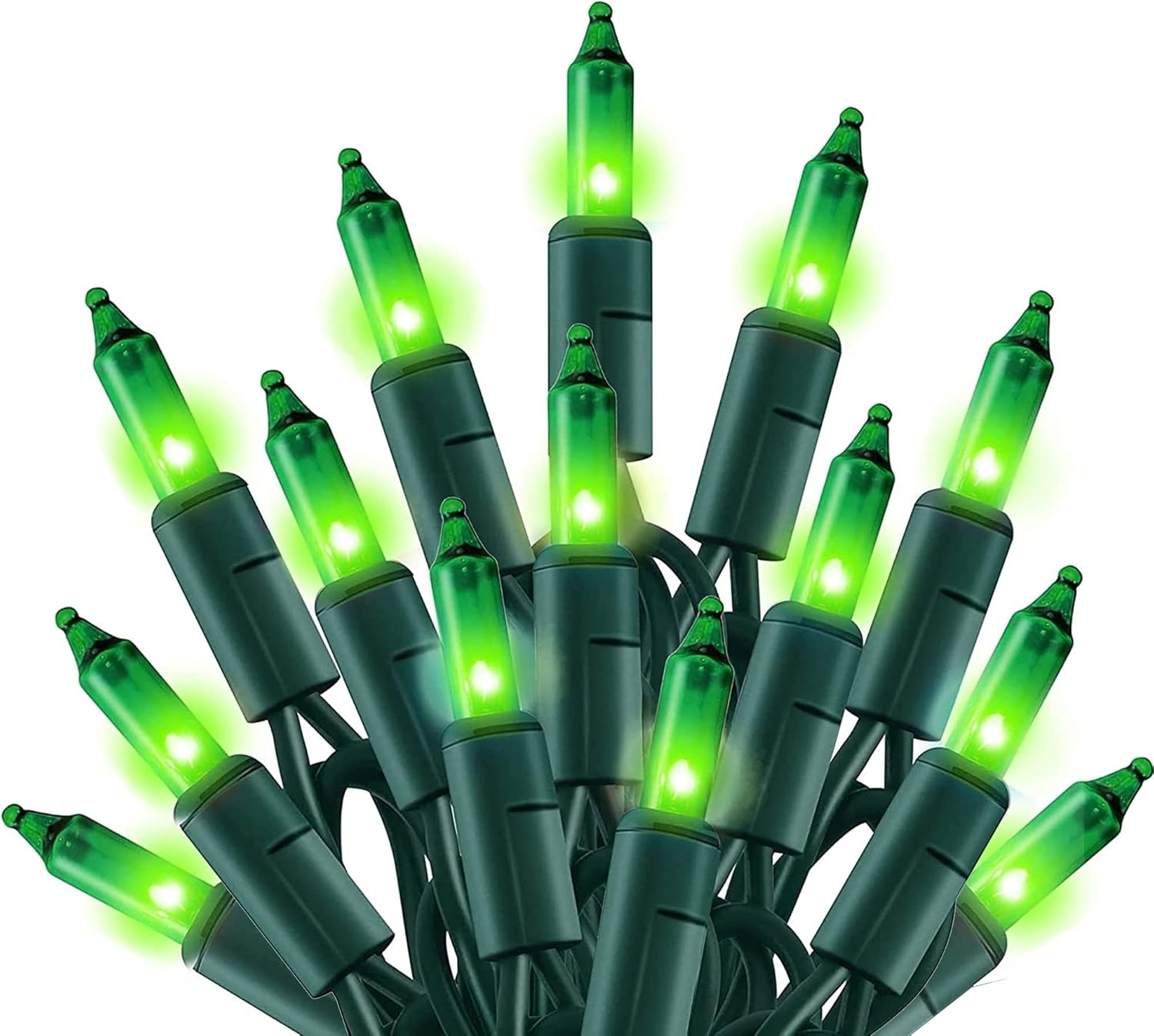 TW SHINE Green Christmas Lights, 20FT 100 Count Incandescent St Patricks Day Lig...
