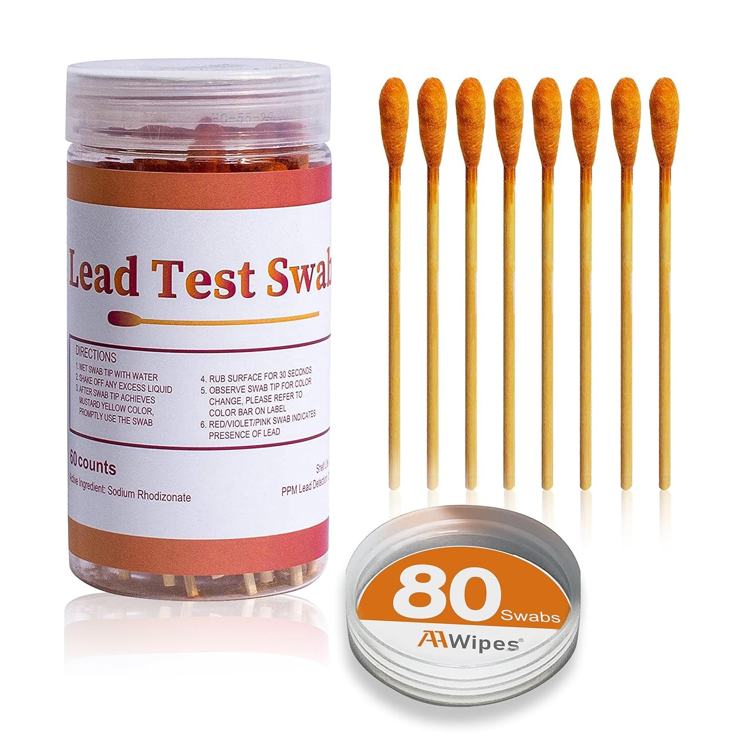 AAwipes Lead Test Swab Kit (80 Pcs Rapid Home Testing Swabs, 30-Second Results D...