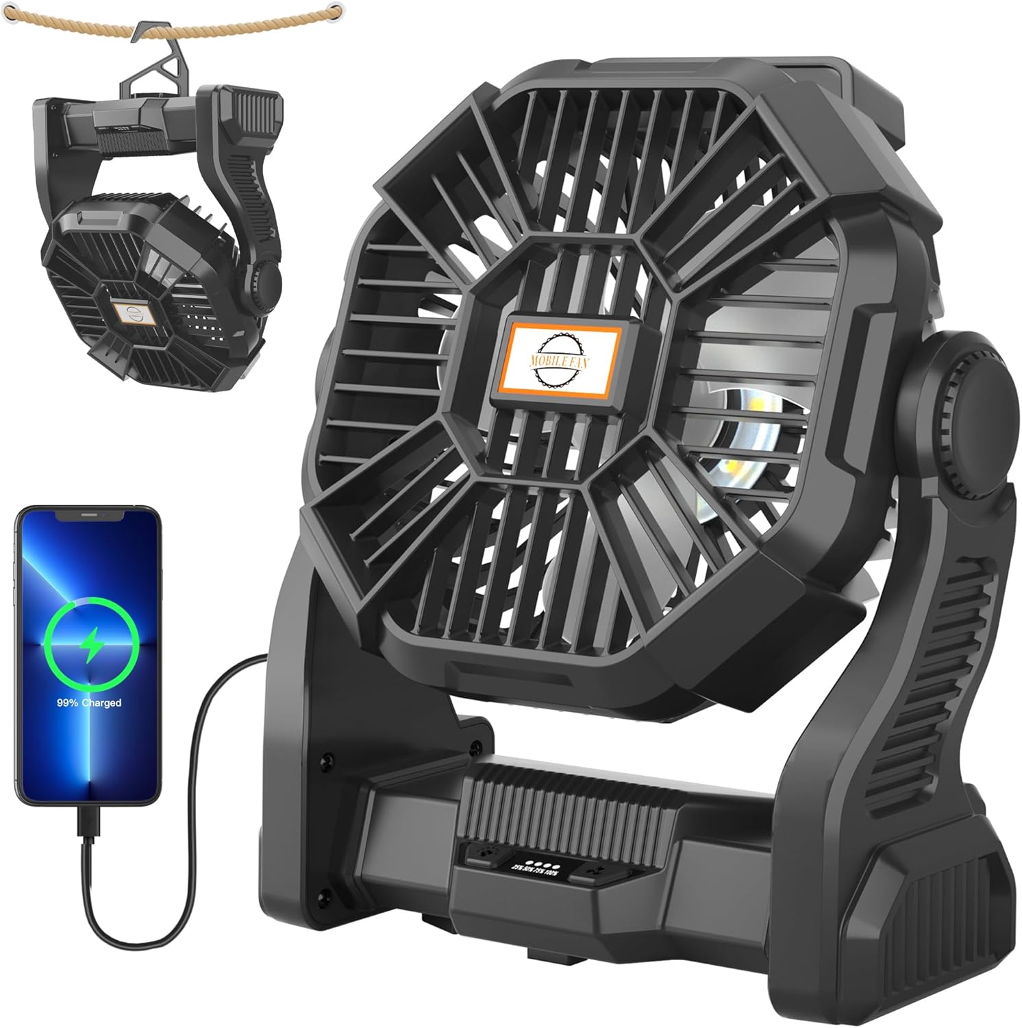Battery Operated Fan, Up 38H Rechargeable Camping...