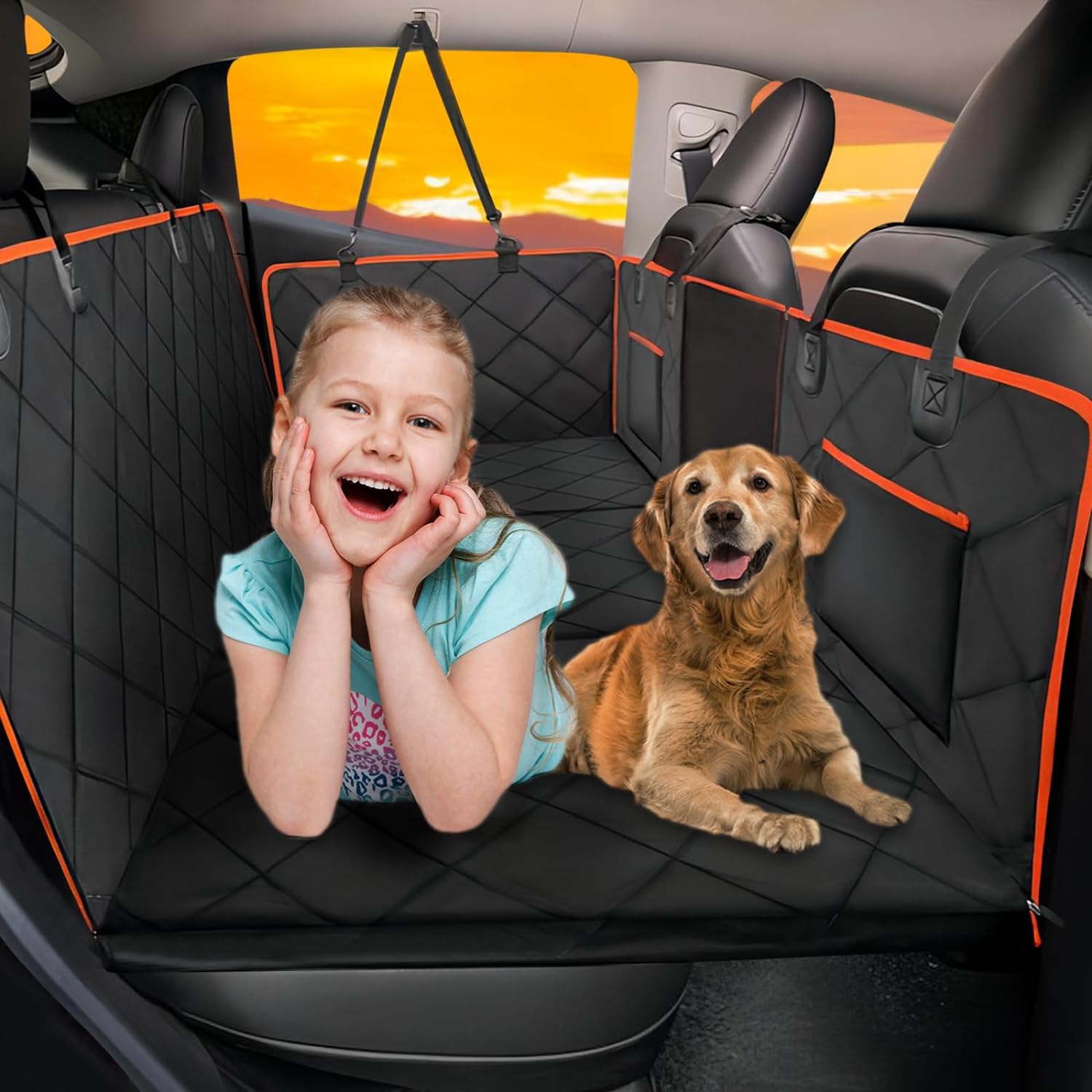 Back Seat Extender for Dogs - Holds 400lb, Hard Bottom Dog Bed Back Seat Cover,...