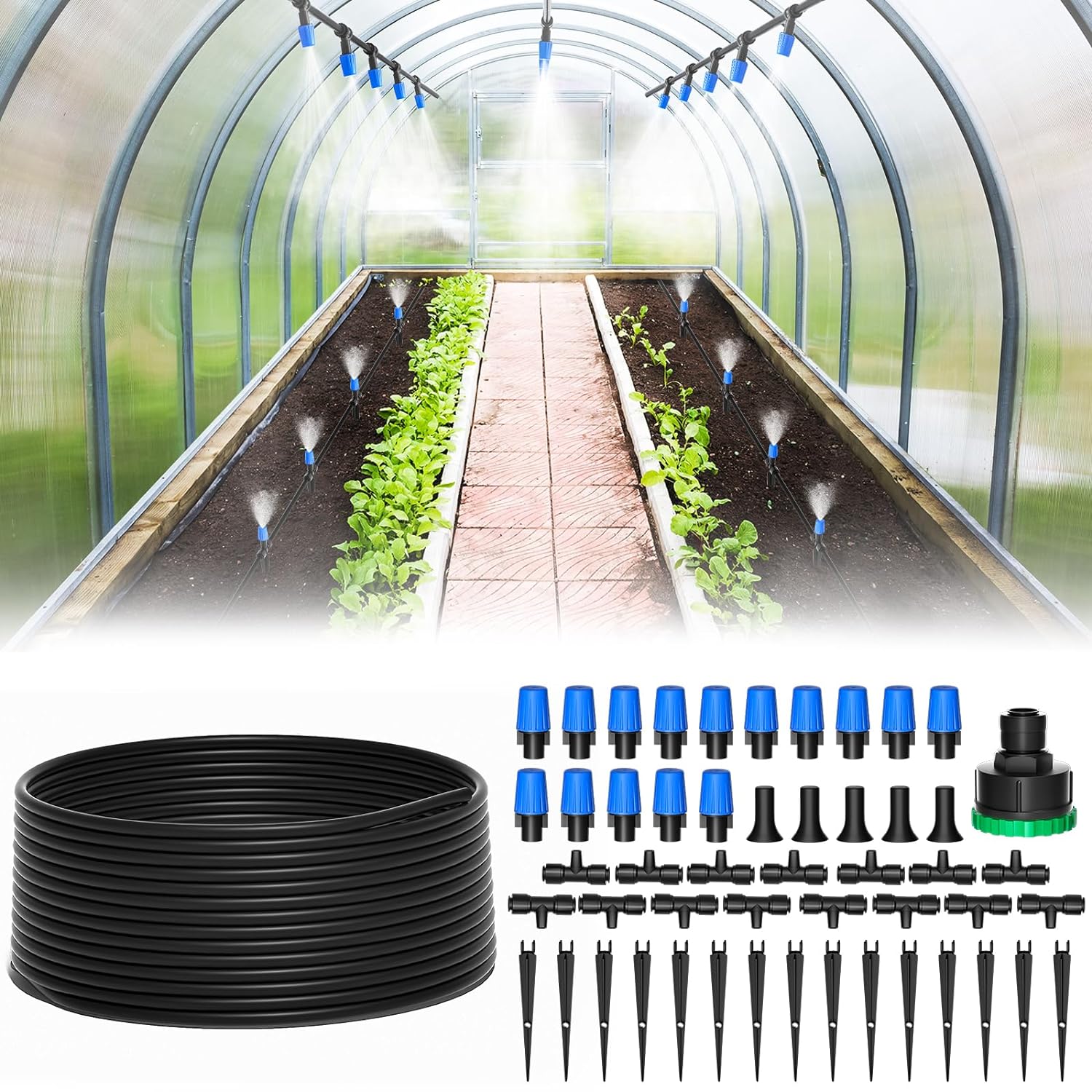 Upgrade Quick-Connect Irrigation System Kit, 65FT Automatic Garden Watering Syst...