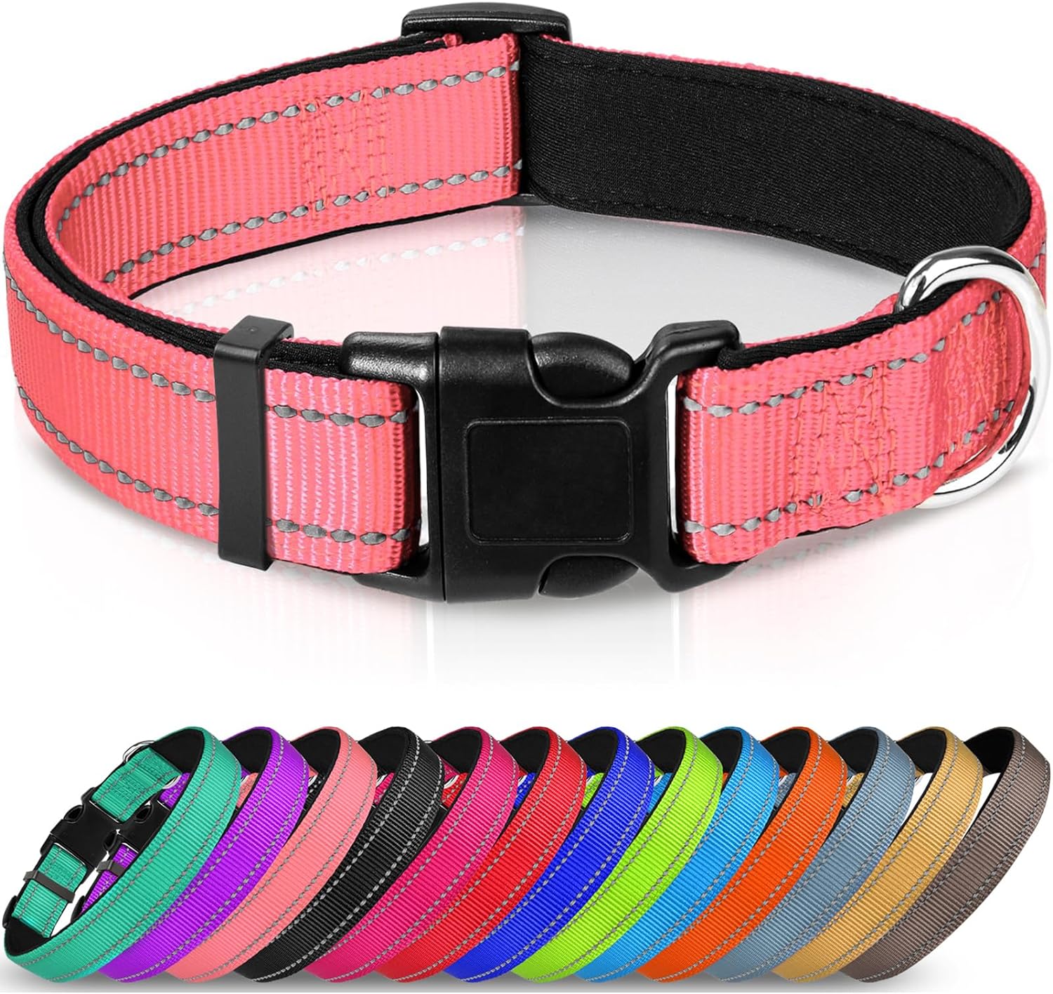 Joytale Reflective Dog Collar,Soft Neoprene Padded Breathable Nylon Pet Collar A...