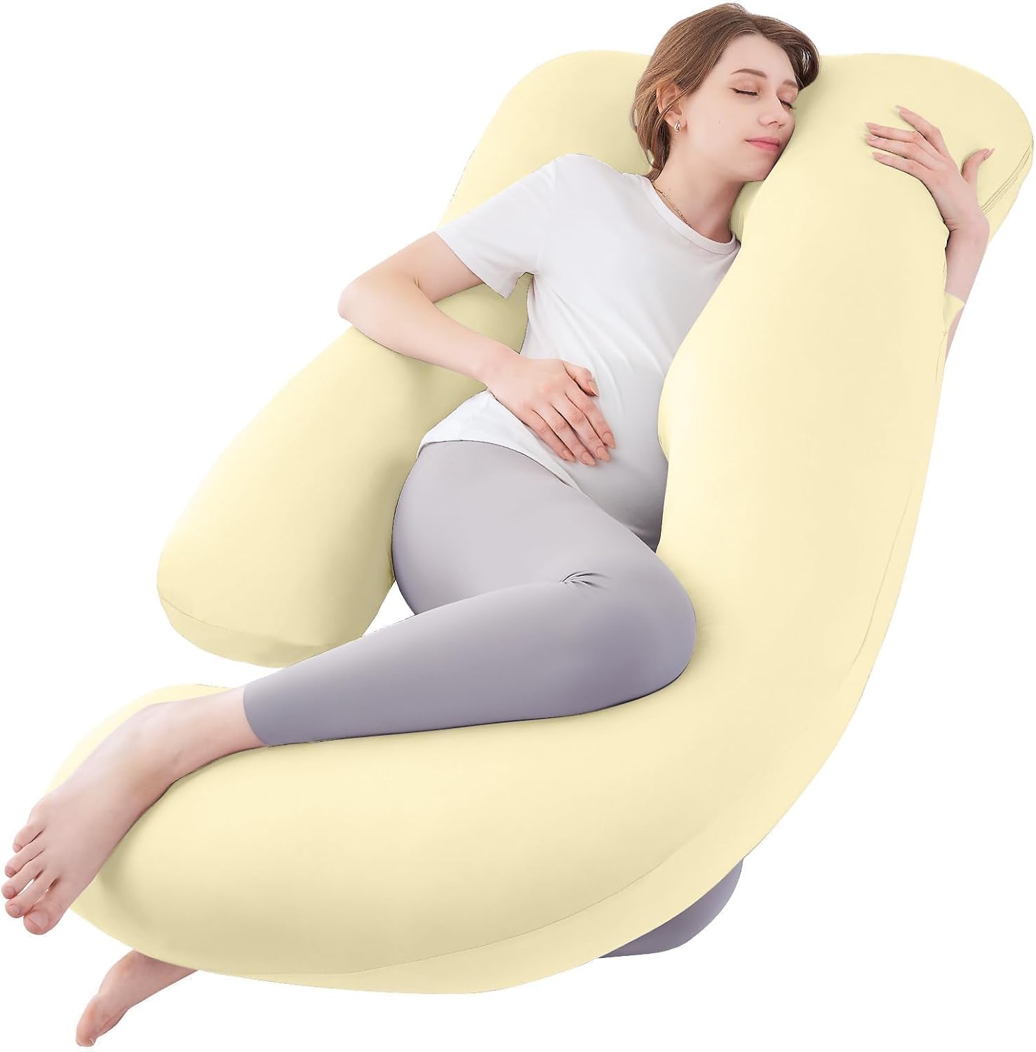Sasttie Pregnancy Pillows for Sleeping, U Shaped Cooling Full Body Pillow Pregna...
