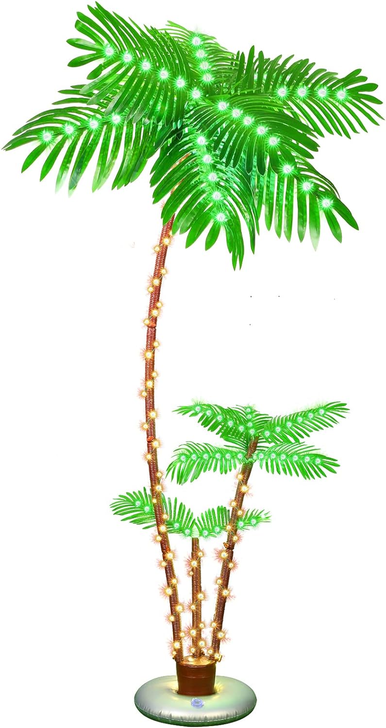 OUSHENG Lighted Palm Tree 7' 3.3' 2' Bar Outdoor Christmas Decorations Decor, Li...