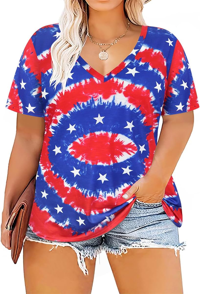 TIYOMI Plus Size T Shirt for Women Short Sleeve Loose Casual Blouse Soft Tops Ti...