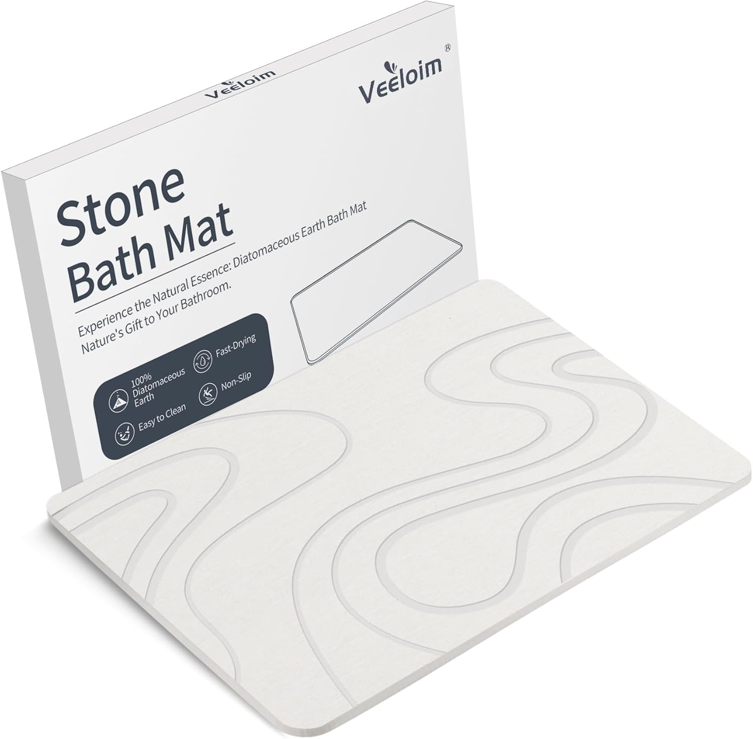Stone Bath Mat Diatomaceous Earth Bath Mat Super Absorbent Stone Bath Mats for B...