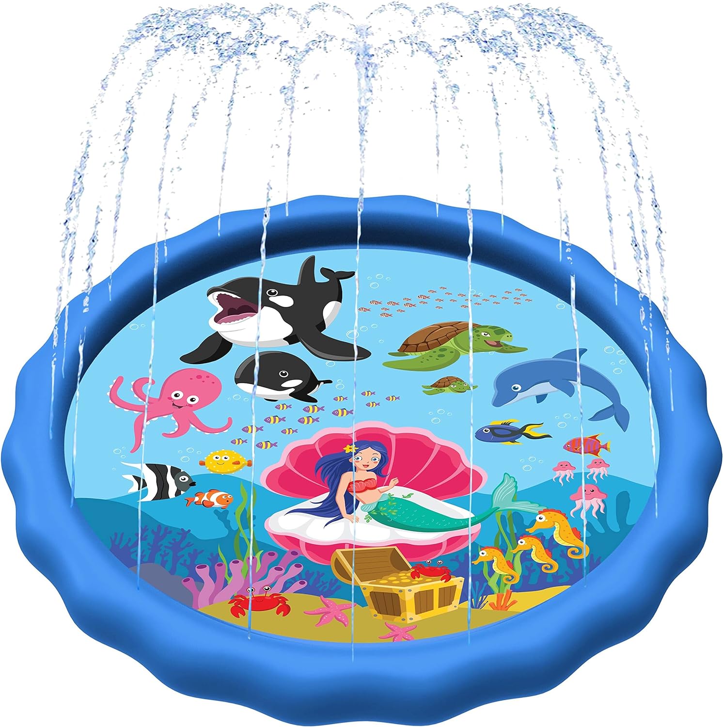 SplashEZ 89’’ Extra Large Splash Pad, Special Outdoor Toys for Kids and Dogs, In...