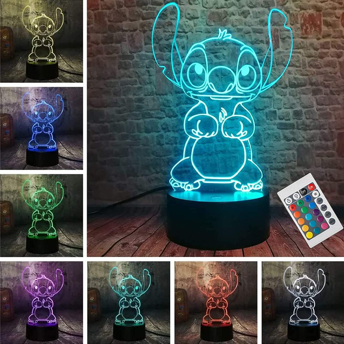 Stitch Night Light, Stitch Gifts - 3D LED Intelligent Remote Control Stitch Lamp...