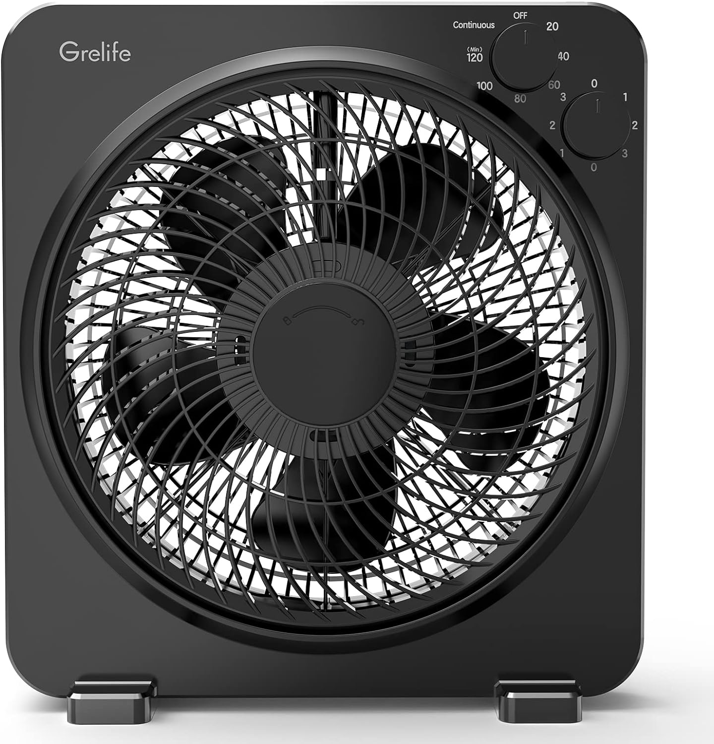 Grelife Table Fan, 14" Box Fan with 3 Adjustable S...