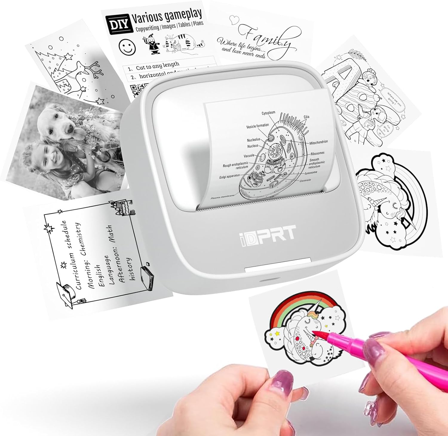 iDPRT Mini Printer with 1 Roll Sticker Paper, Portable Sticker Printer Efficient...