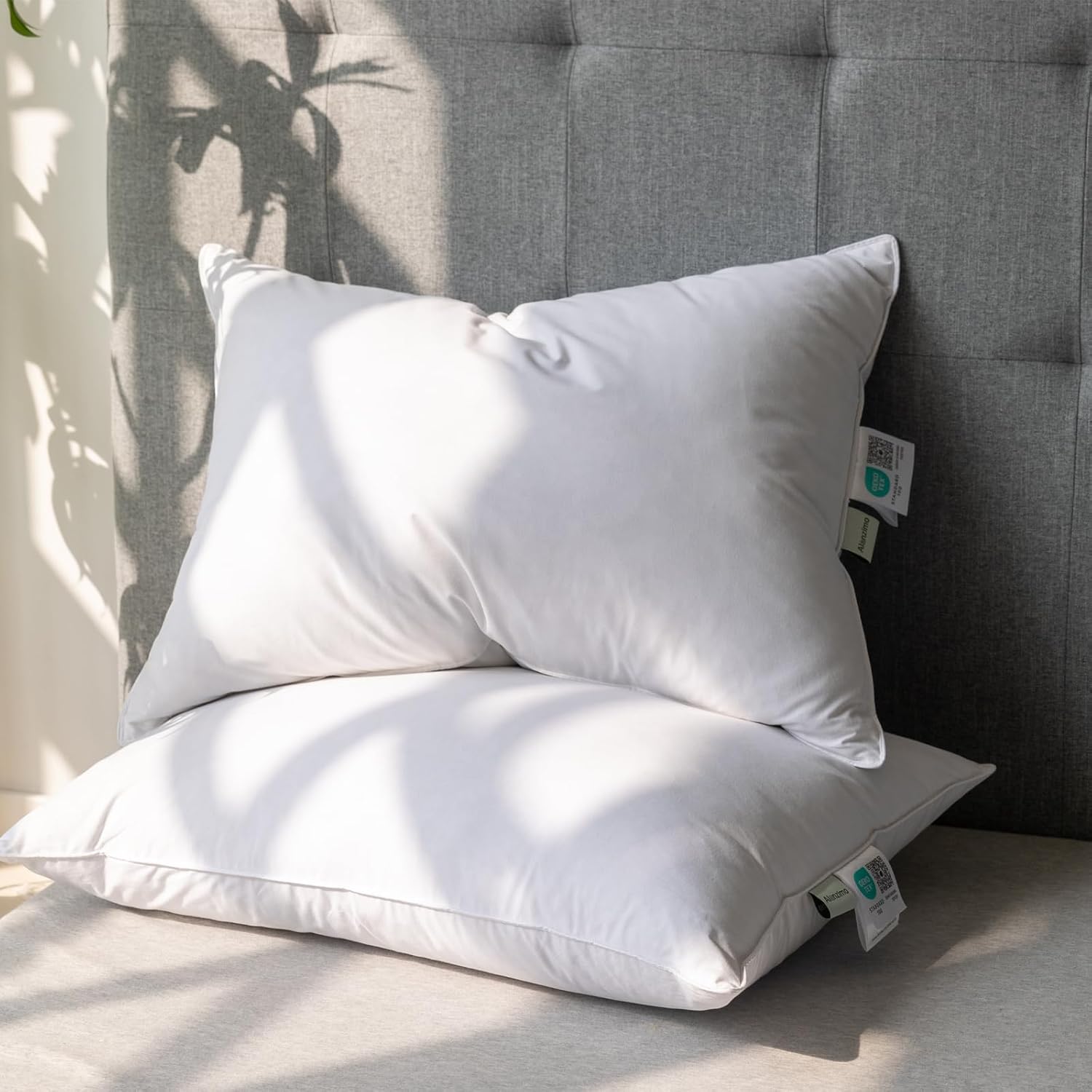 Alanzimo Goose Feather Down Pillows King Size Set...