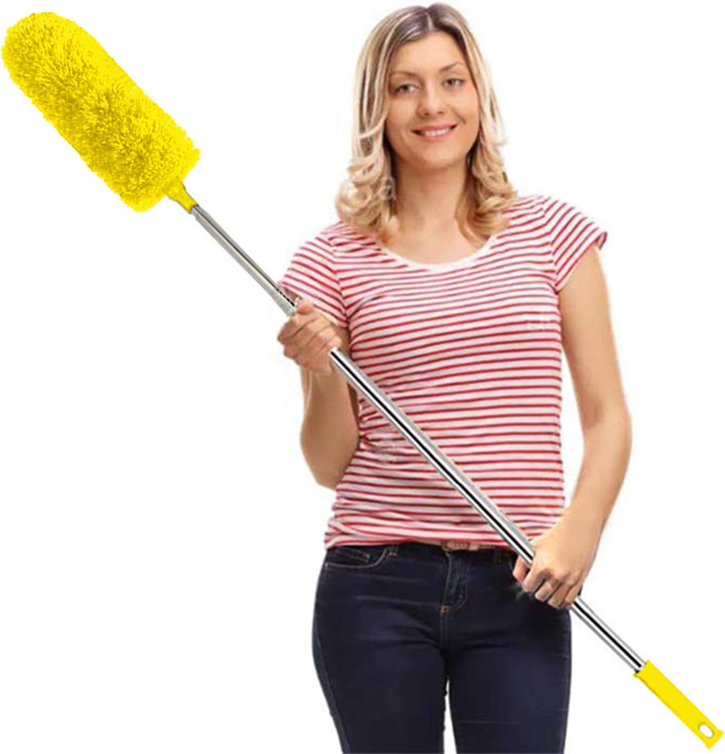 DELUX Microfiber Feather Duster Extendable Cobweb Duster with 100 inches Extra L...