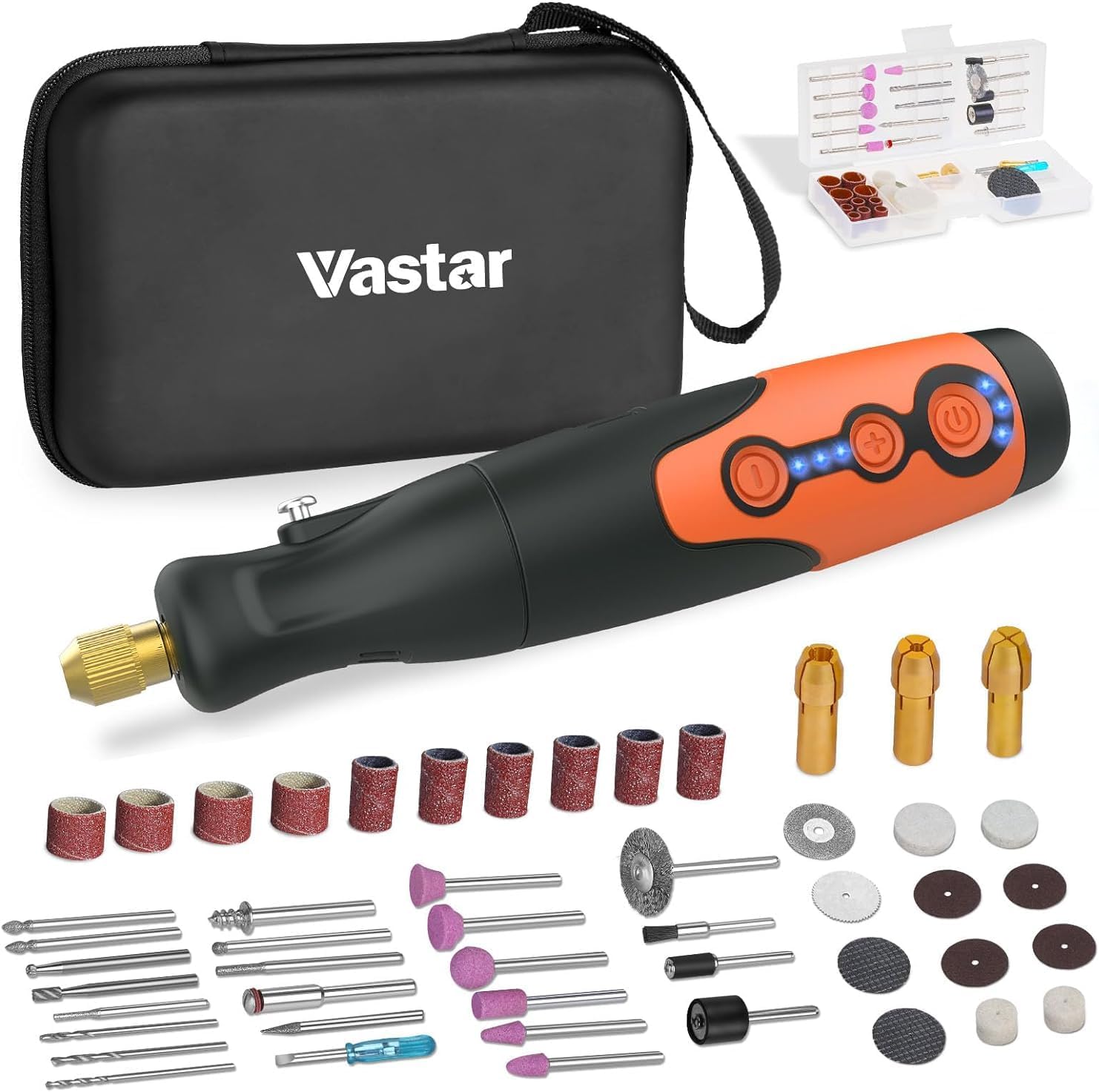 Vastar Rotary Tool Cordless, with 51 Pcs Accessories, 3.7V Power Rotary Tool Kit...
