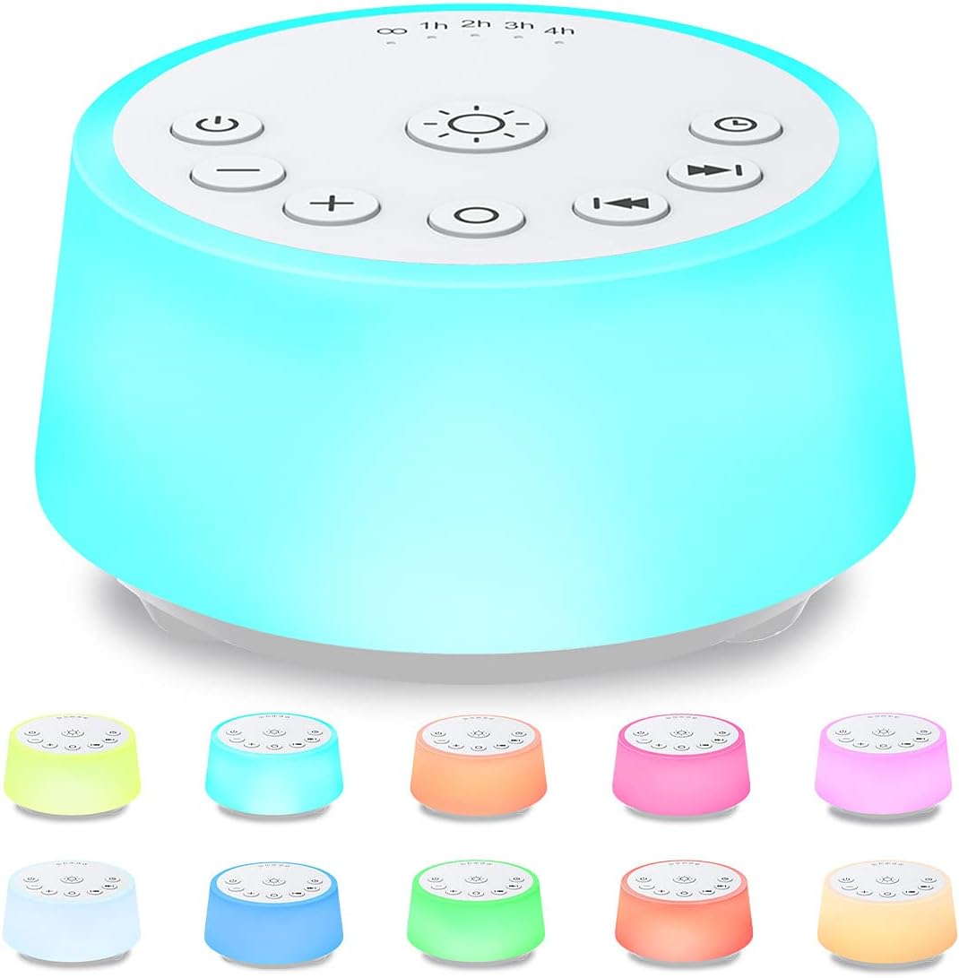 Color Noise Sound Machines with 10 Colors Night Light 25 Soothing Sounds and Sle...