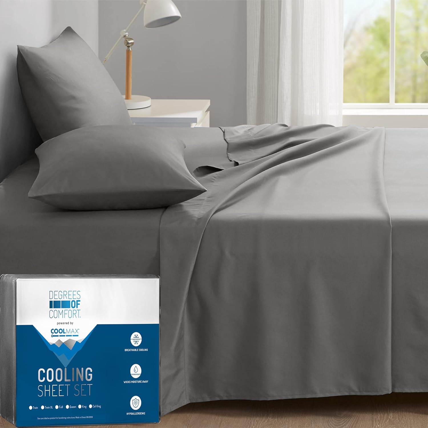 Degrees of Comfort Coolmax Cooling Sheets Set for...