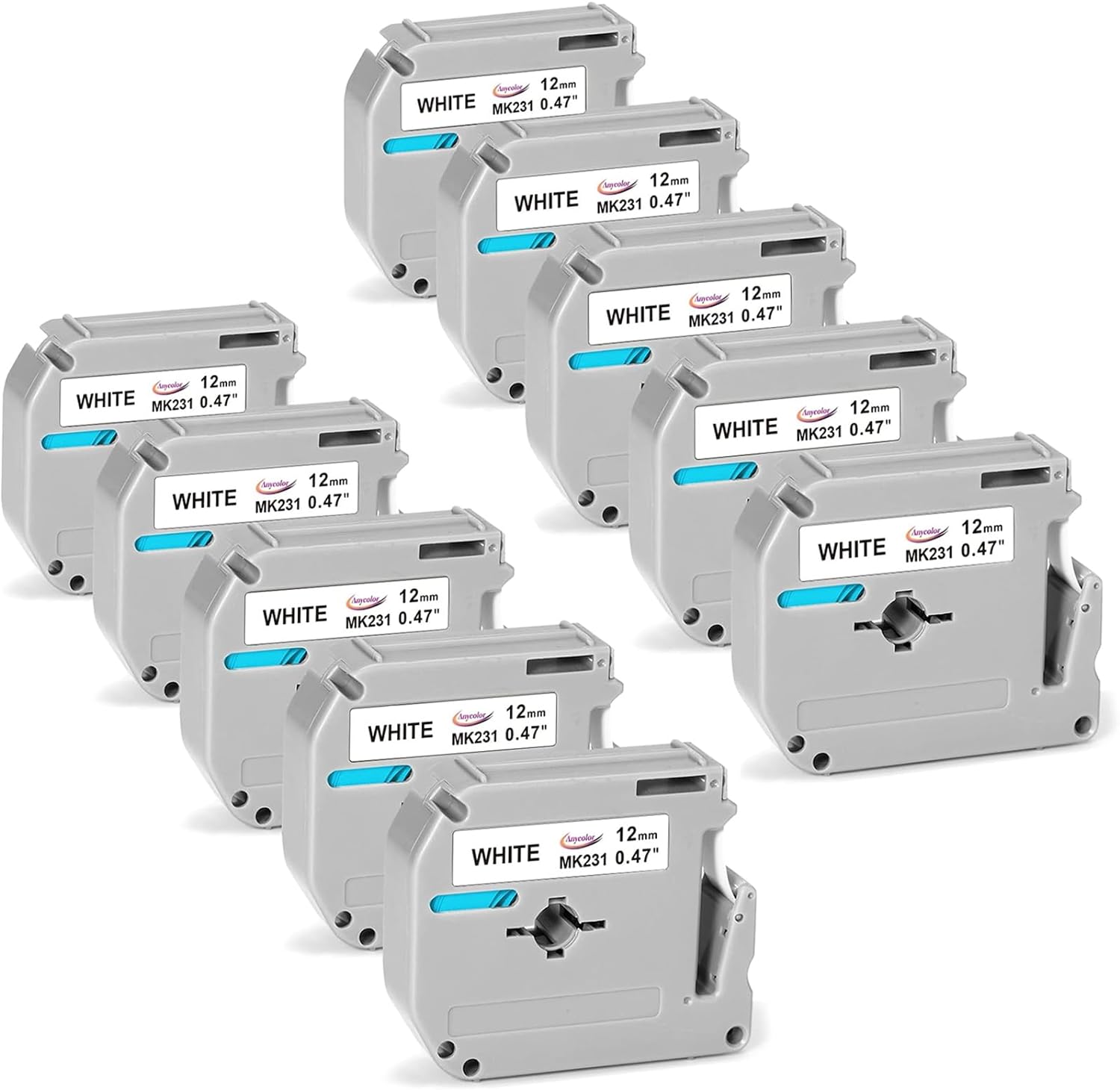 Anycolor 10-Pack Replacement for Brother P Touch M Tape M-K231 Label Tape M-231...