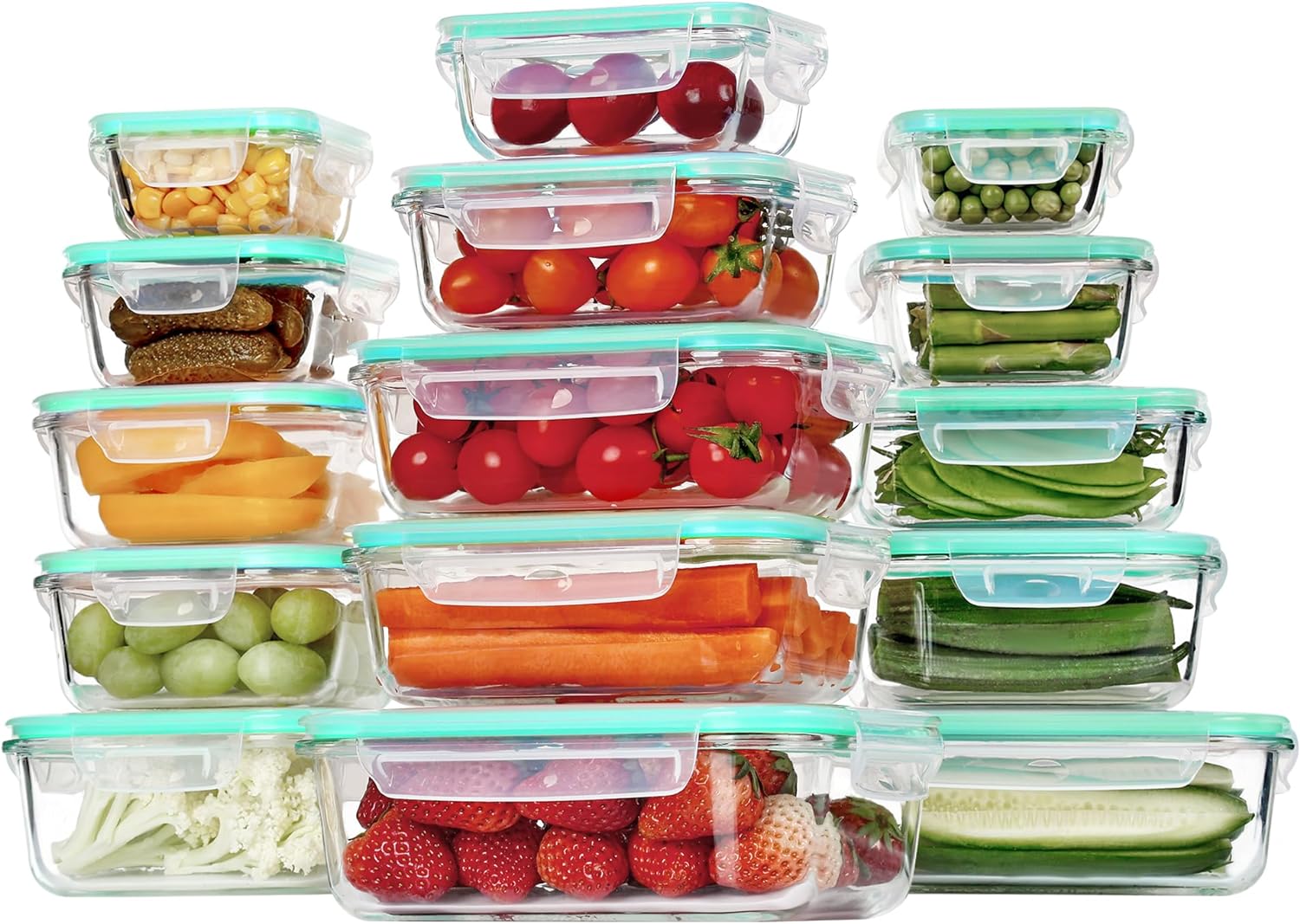 Vtopmart 15 Pack Glass Food Storage Containers, Me...
