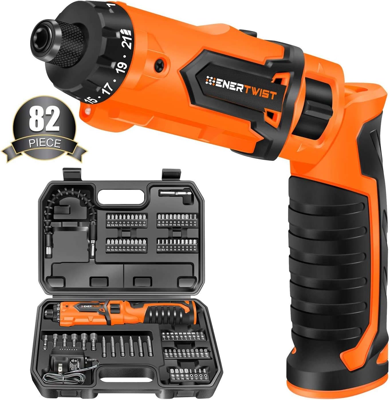 ENERTWIST 8V Cordless Electric Screwdriver, 82pcs...