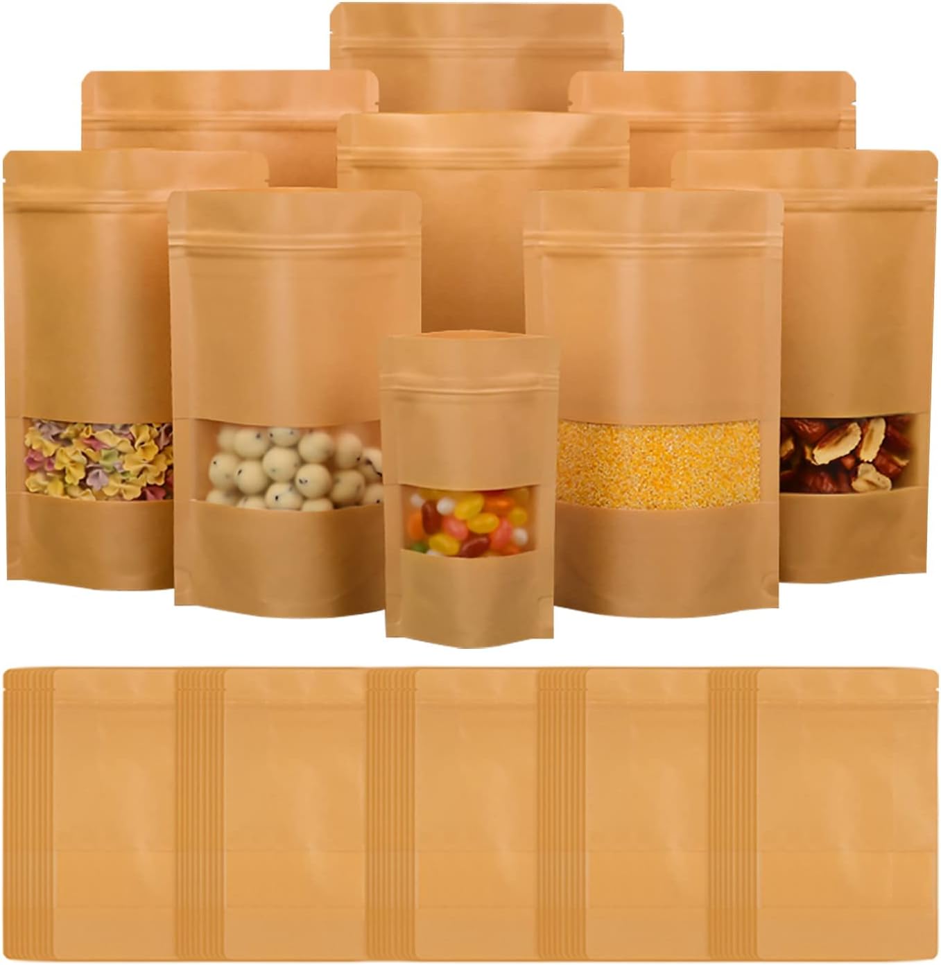 Kraft Bags With Window, Special Kraft Sealable Pou...